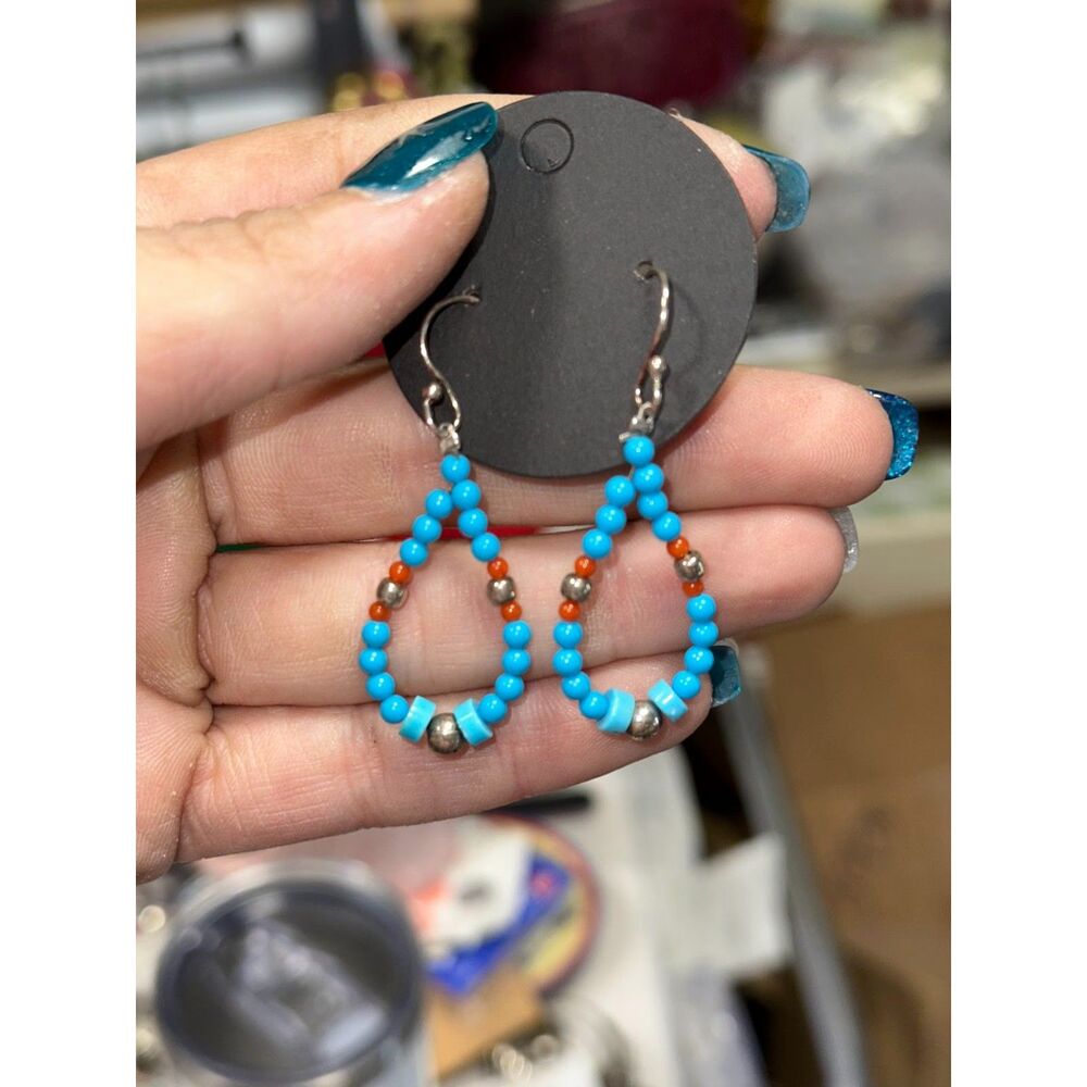 Faux Turquoise Teardrop Bead Earrings